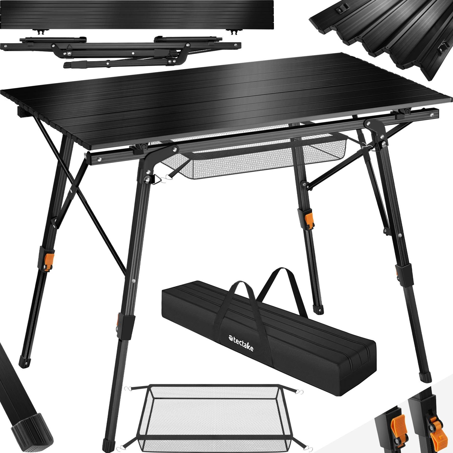 Tectake  Table de camping Tina en aluminium, pliable et réglable en hauteur 