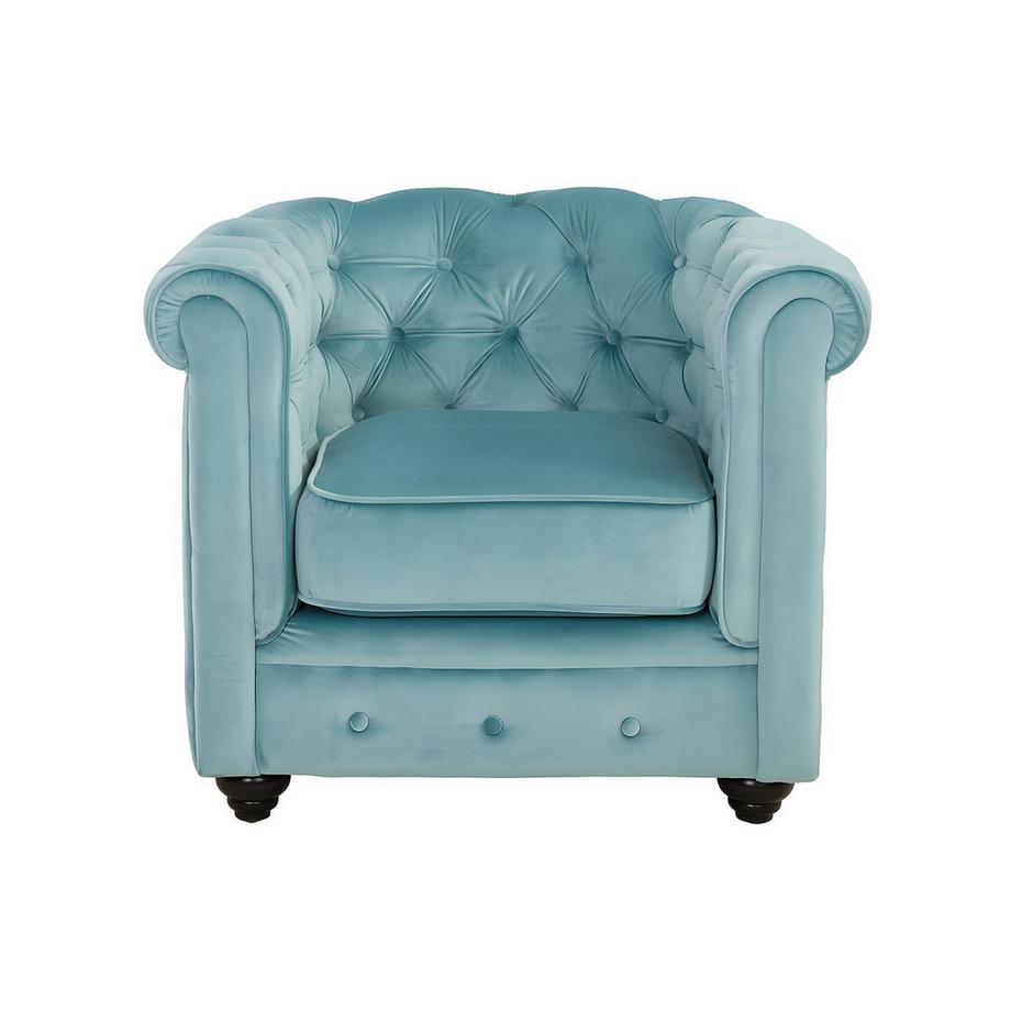 Vente-unique Canapé 3 places 2 fauteuils CHESTERFIELD Velours pastel  