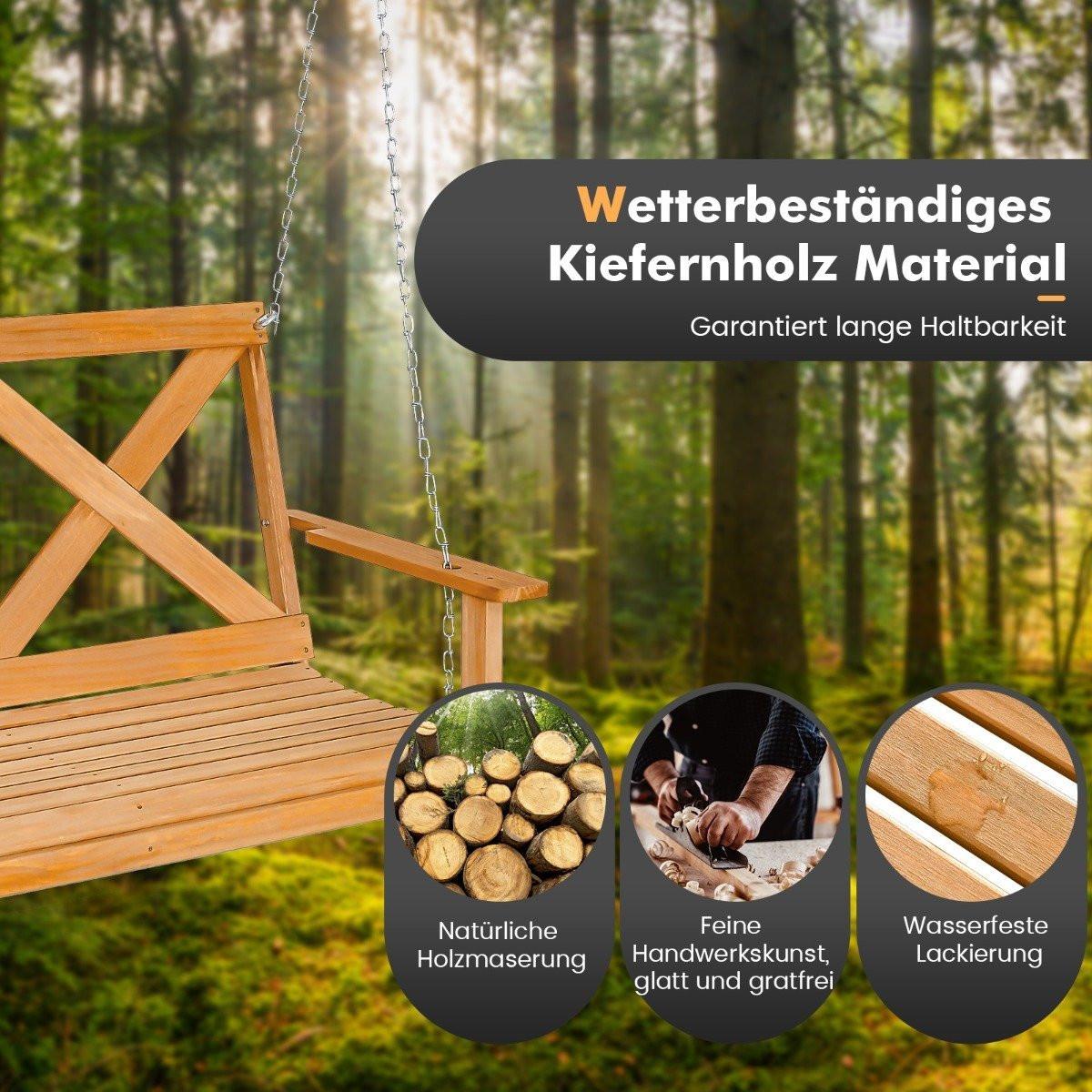 B2X Altalena Hollywood per 2 persone con catene regolabili, portata fino a 240 kg, 134 cm naturale  