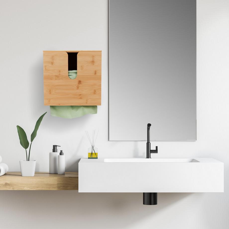 Northix Distributeur d'essuie-tout en bambou avec couvercle  