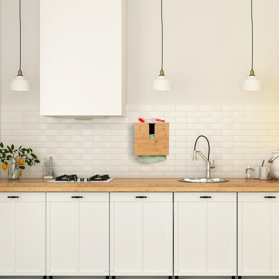 Northix Distributeur d'essuie-tout en bambou avec couvercle  