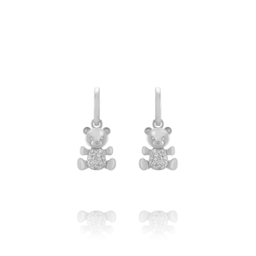 Boucles d’Oreilles LÉGENDE avec Ourson en Argent & oxydes de zirconium