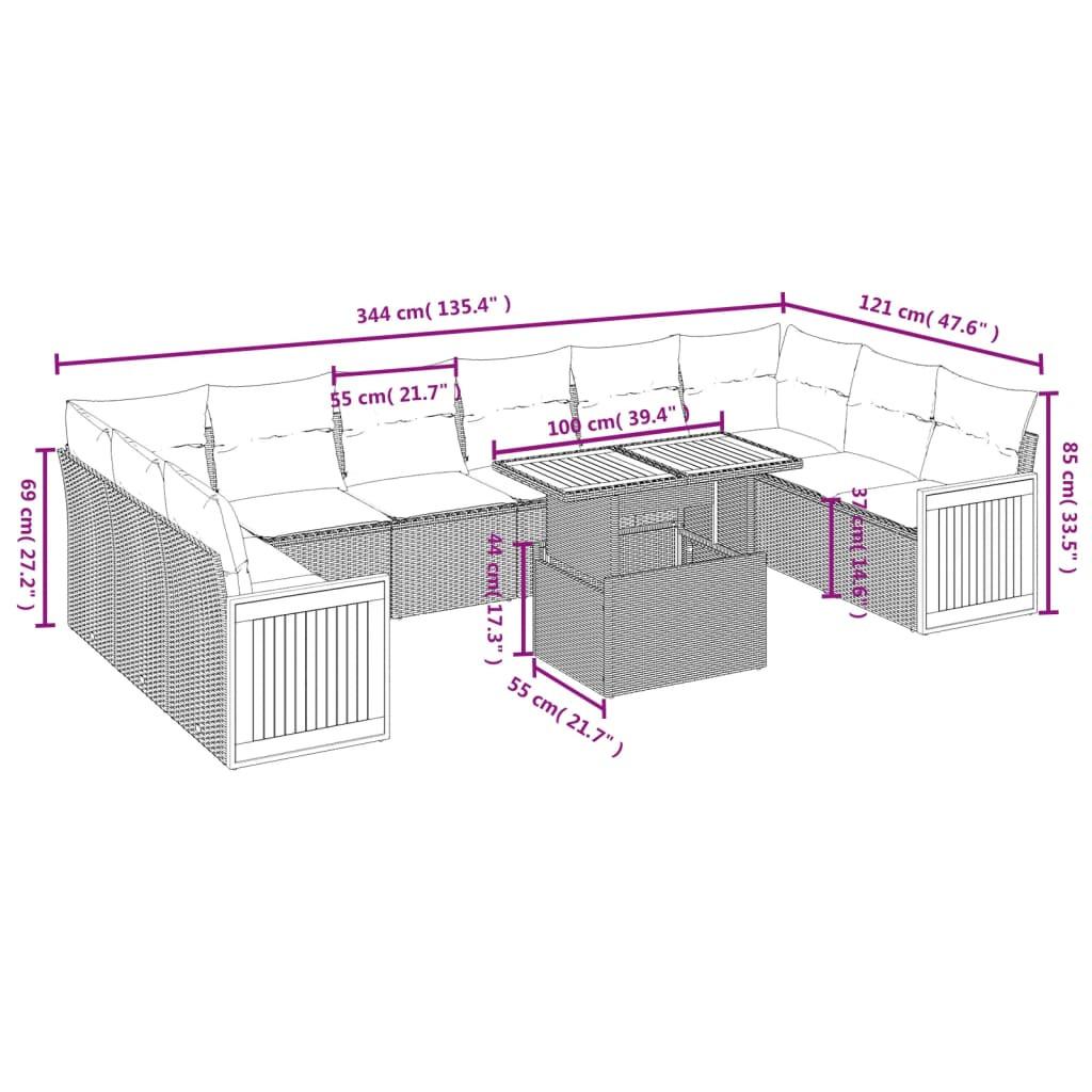 VidaXL Ensemble de canapés de jardin rotin synthétique  