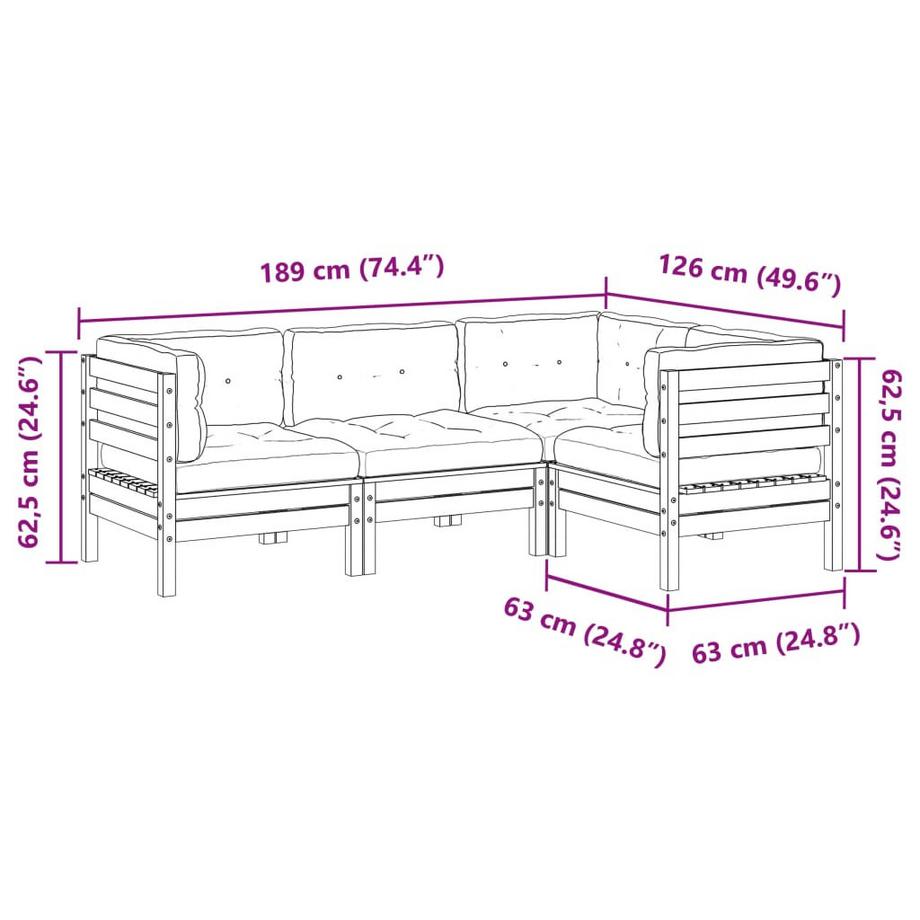 VidaXL set divano da giardino Legno  