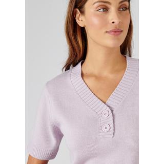 Damart  Pull manches courtes col V, maille jersey. 