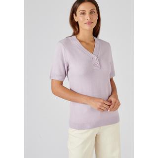 Damart  Pull manches courtes col V, maille jersey. 