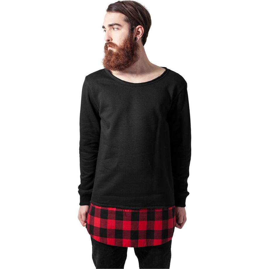 URBAN CLASSICS T-Shirt Maniche Lunghe con Fondo in Flanella  