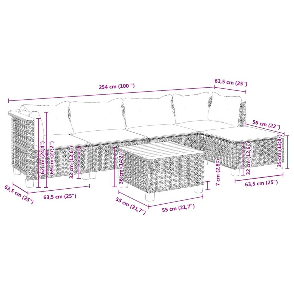 VidaXL Ensemble de canapés de jardin rotin synthétique  