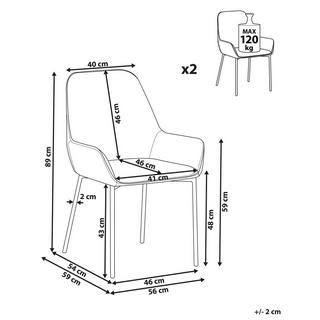 Beliani Lot de 2 chaises de salle à manger en Velours côtelé Glamour LOVERNA  