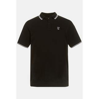 JP1880  Maglia polo in piqué con taglio speciale per l'addome e mezze maniche nero 