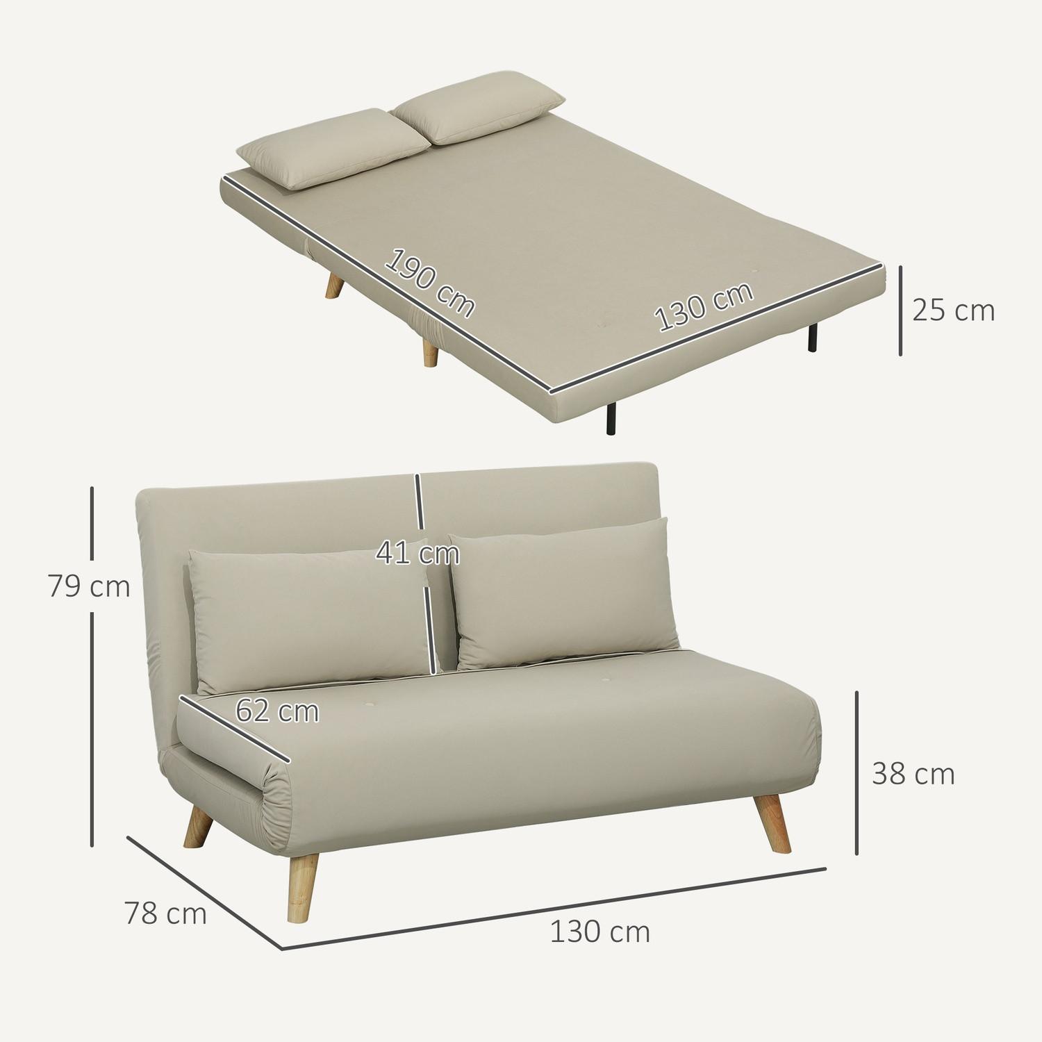 Northio Canapé-lit avec fonction couchage, canapé 130 x 78 cm avec coussin lombaire, aspect velours, dossier réglable pour salon, chambre, beige Aosom  