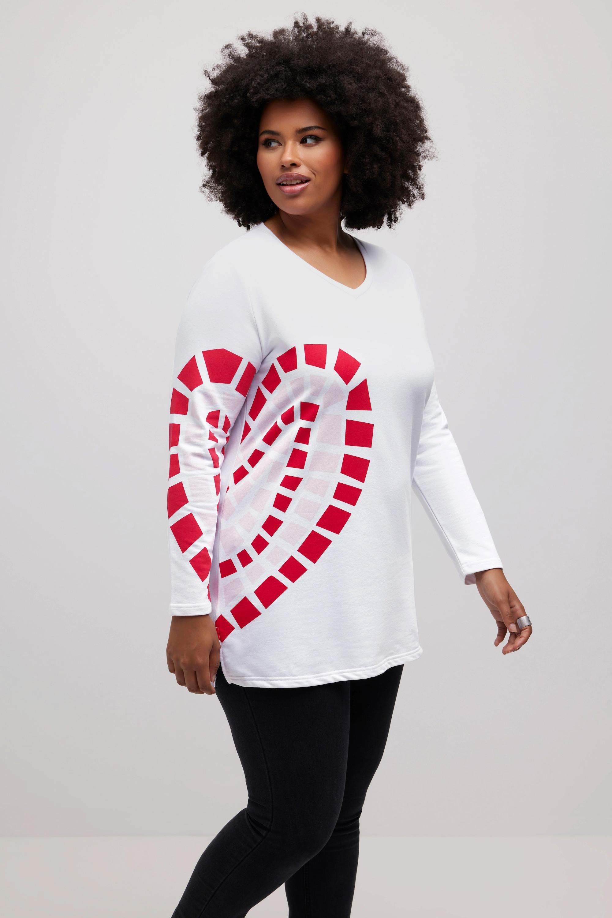 Ulla Popken  Long-Sweatshirt, Heart, Rundhals, Langarm 