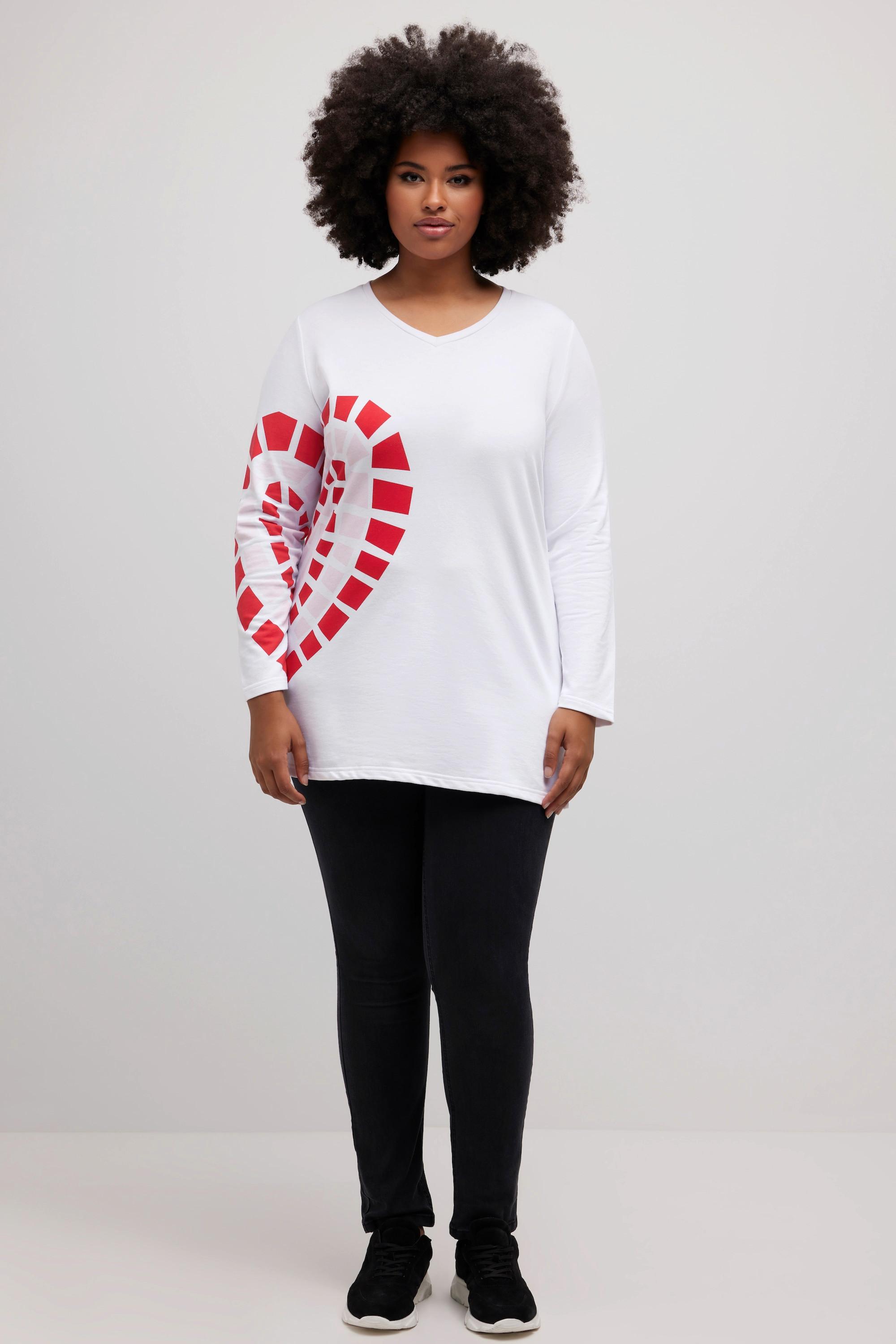 Ulla Popken  Long-Sweatshirt, Heart, Rundhals, Langarm 