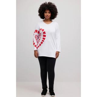 Ulla Popken  Long-Sweatshirt, Heart, Rundhals, Langarm 