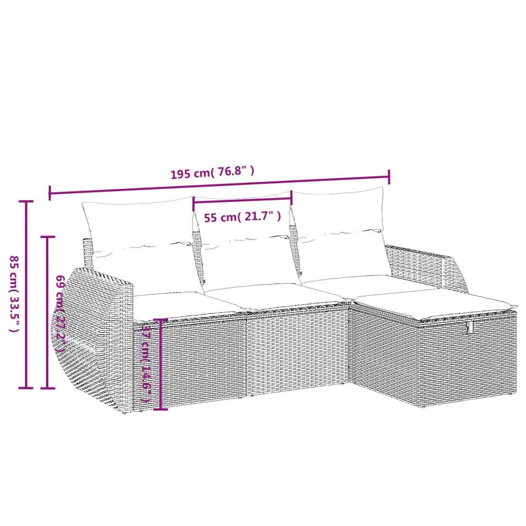 VidaXL set divano da giardino Polirattan  