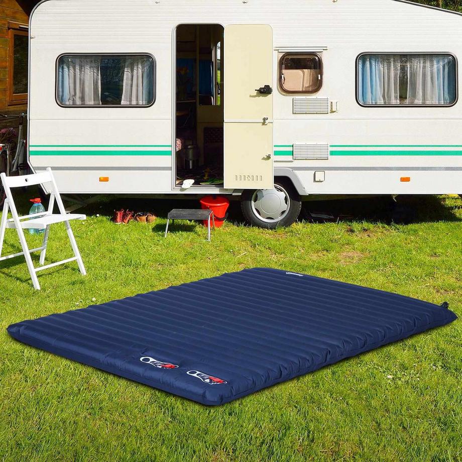 Northio  Luftmatratze Aufblasbares Luftbett, Campingmatratze, Schlafmatte, Pvc & Polyester Pongee, Navy Blau, 195X138X10Cm 