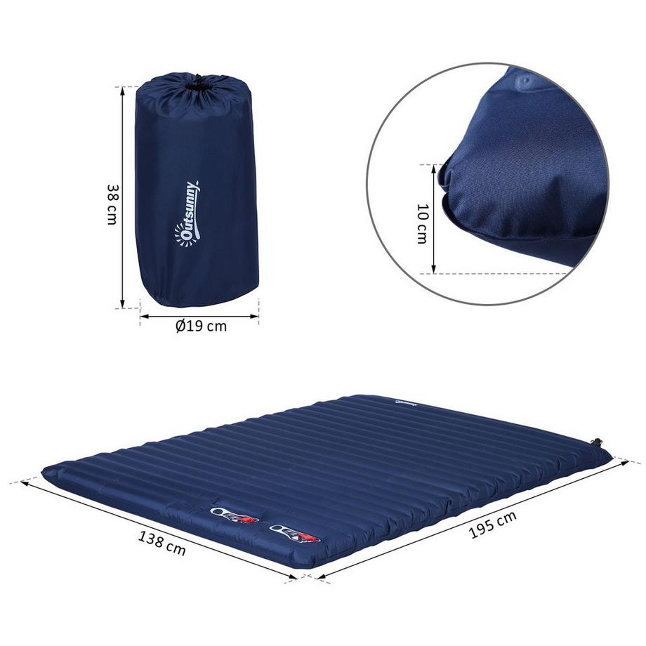 Northio  Luftmatratze Aufblasbares Luftbett, Campingmatratze, Schlafmatte, Pvc & Polyester Pongee, Navy Blau, 195X138X10Cm 