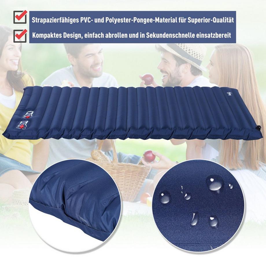 Northio  Luftmatratze Aufblasbares Luftbett, Campingmatratze, Schlafmatte, Pvc & Polyester Pongee, Navy Blau, 195X138X10Cm 