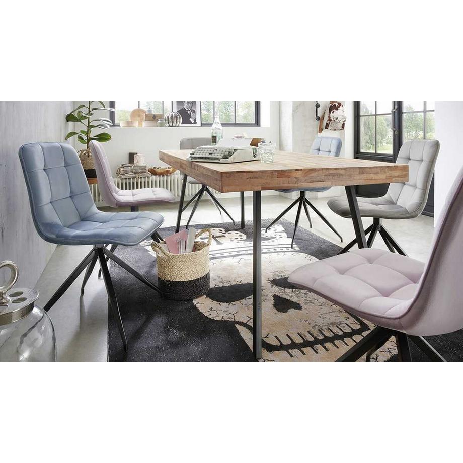 mutoni Table à manger Friends teck métal noir 180x90  