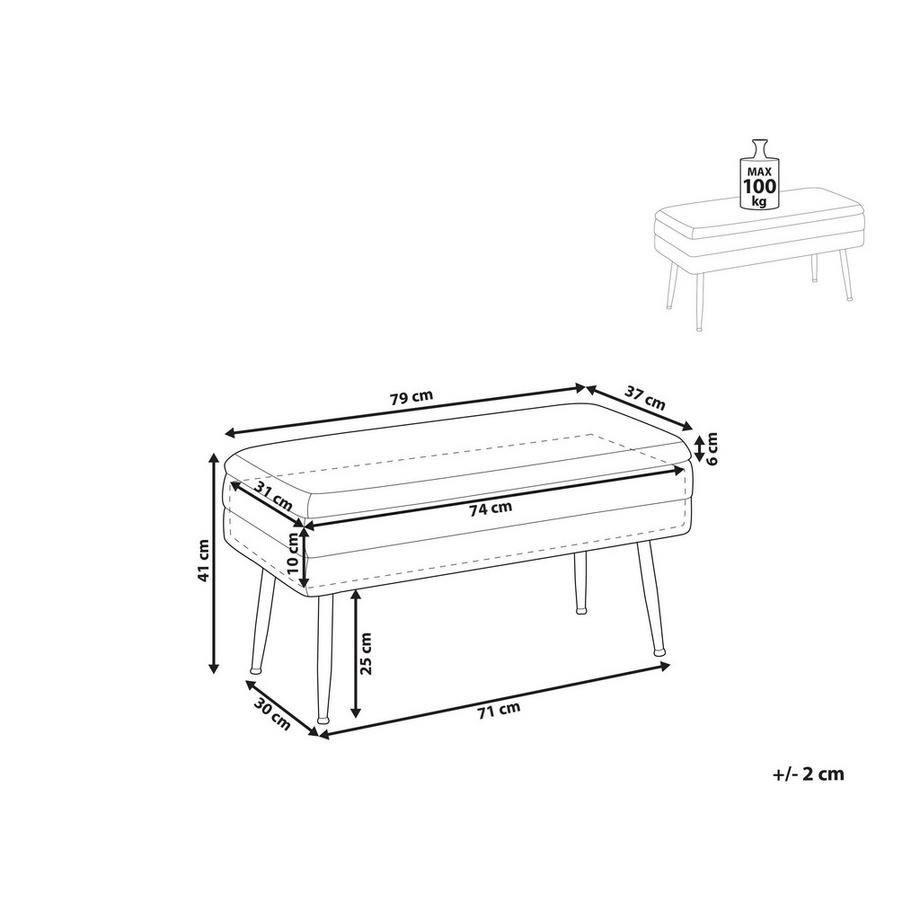 Beliani Banc de rangement en Velours Moderne DURHAM  
