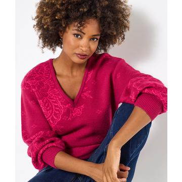 Pull cachemire à col en V coupe décontractée