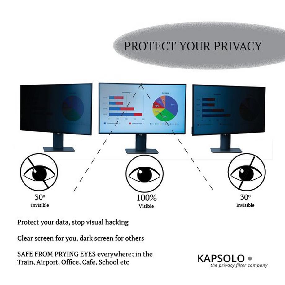 KAPSOLO  Écran de confidentialité insérable à 2 angles pour 39,62cm (15,6") Wide 16:9 