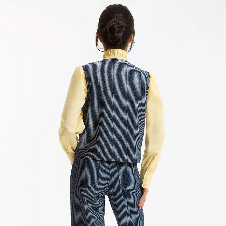 La Redoute Collections Ärmellose gestreifte Denim-Weste  