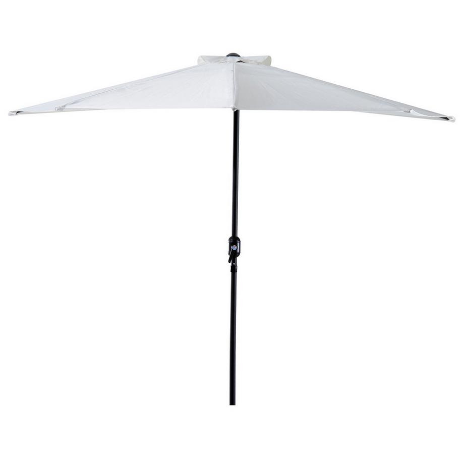 Northio Ombrellone Semicircolare A Manovella, Metallo, Bianco Crema + Nero  