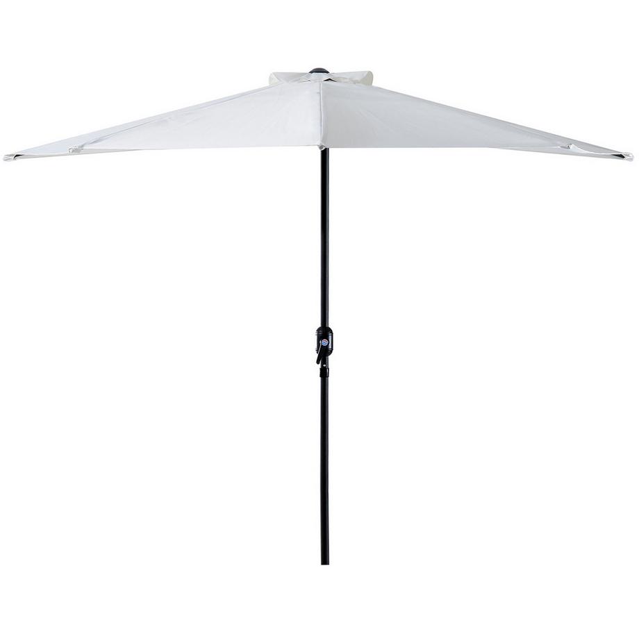 Ombrellone Semicircolare A Manovella, Metallo, Bianco Crema + Nero