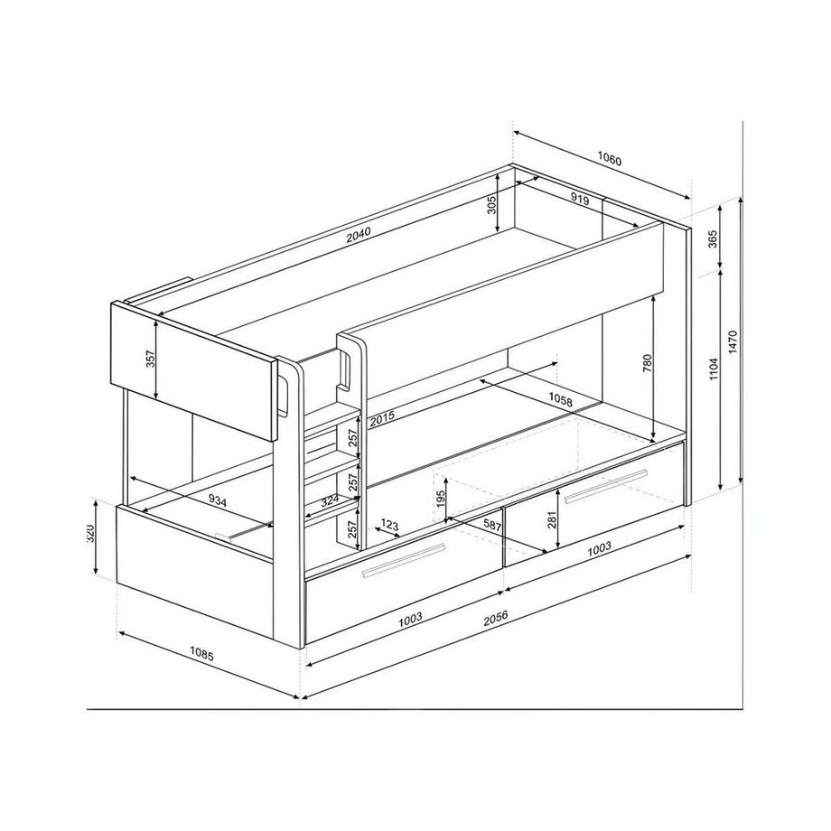 Vente-unique Letto a castello 2 cassetti 2 x 90 x 200 cm Rosa, Naturale e Bianco - TINOLI  