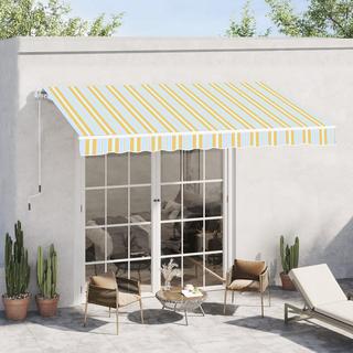 Outsunny Tenda Da Sole Con Manovella, Tenda Da Sole A Bracci Estensibili, Protezione Solare, Alluminio, Giallo Beige, Per Balcone E Terrazza  