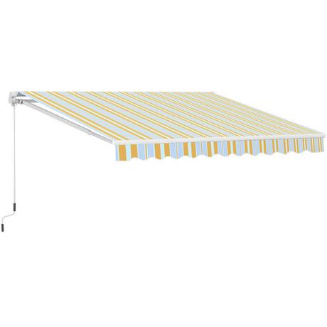 Outsunny Tenda Da Sole Con Manovella, Tenda Da Sole A Bracci Estensibili, Protezione Solare, Alluminio, Giallo Beige, Per Balcone E Terrazza  