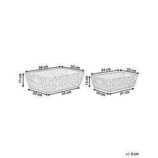 Beliani Lot de 2 paniers en Fibre de jacinthe d'eau Rétro PANDZ  