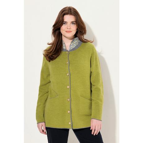 Ulla Popken  Cardigan long à col rond, broderie cerf, coupe évasée 