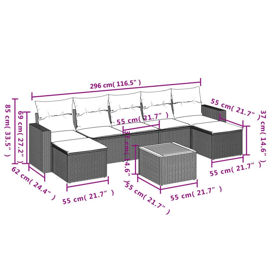 VidaXL set divano da giardino Polirattan  