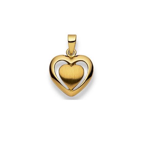 MUAU Schmuck  Pendentif coeur or jaune 750, 18x13mm 