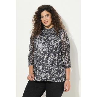 Ulla Popken  Mesh-Shirt, doppellagig, A-Linie, Stehkragen, 3/4-Arm 