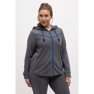 Ulla Popken  Sweatjacke, Piping, Kapuze, gerundeter Saum 