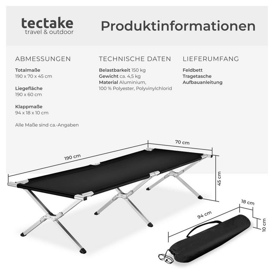 Tectake  Feldbett aus Aluminium 