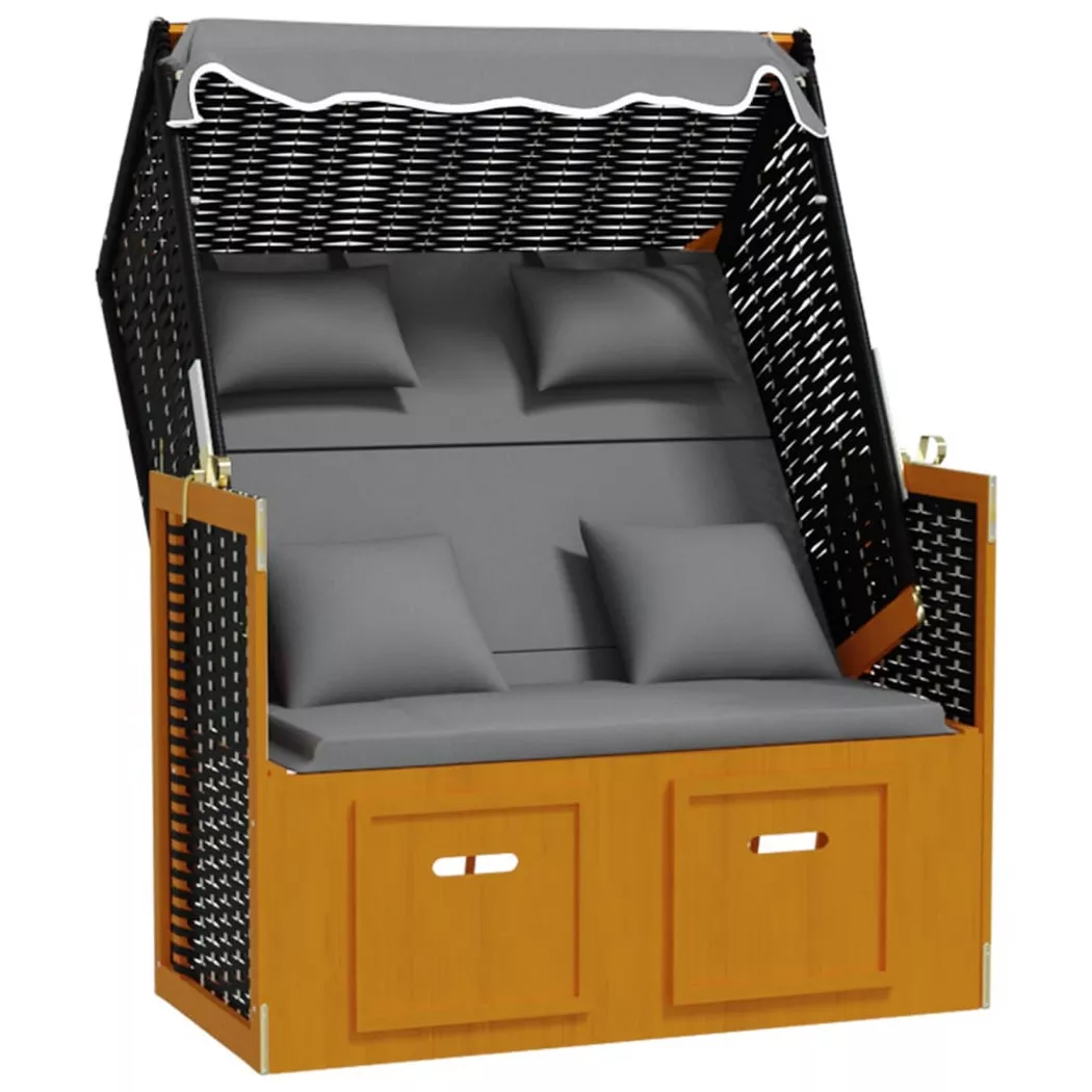 VidaXL - Strandkorb poly-rattan, One Size, Schwarz