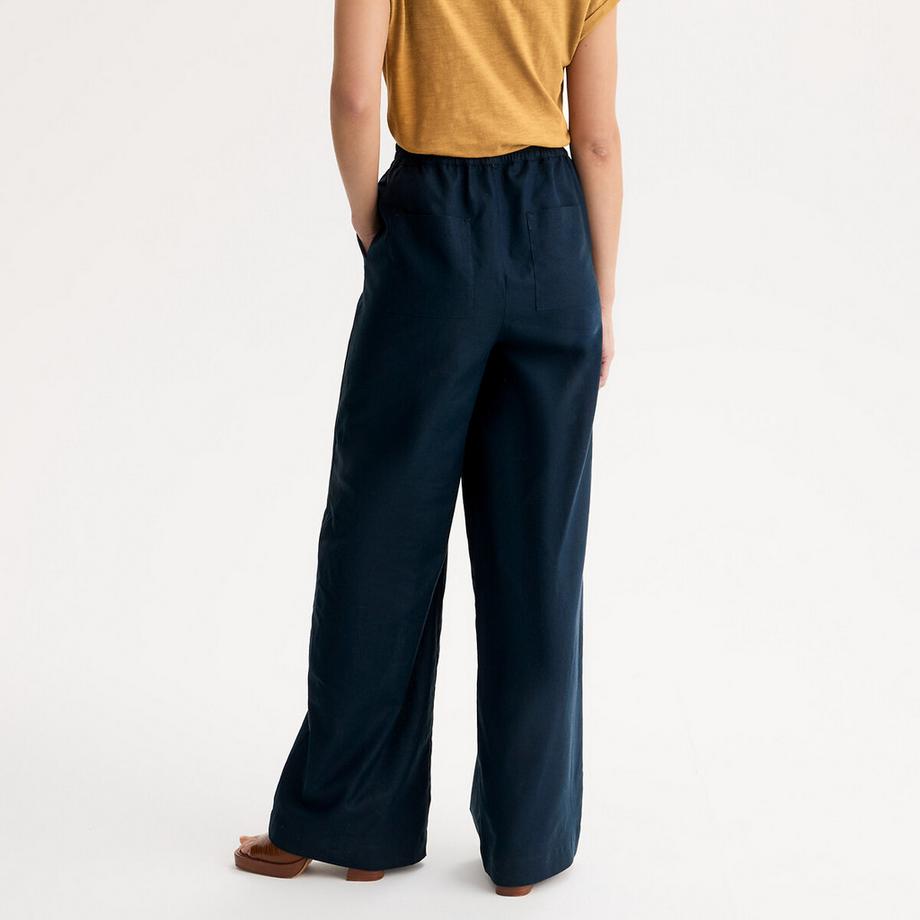 La Redoute Collections Pantalon Large en Lin Coton Mélangé à Taille Élastiquée  