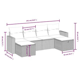 VidaXL Ensemble de canapés de jardin rotin synthétique  