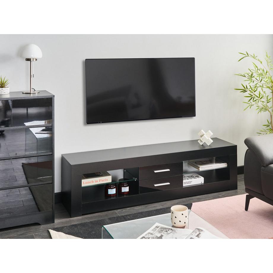Beliani Meuble TV avec LED en MDF Moderne ESQUIMALT  