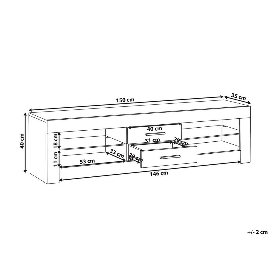 Beliani Meuble TV avec LED en MDF Moderne ESQUIMALT  