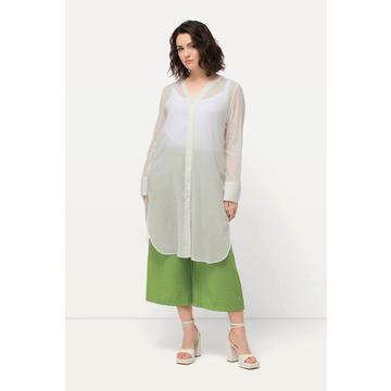 Blusa dal taglio lungo e svasato con texture, scollo a tunica e maniche lunghe