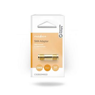 Nedis  SMA Adapter | SMA Buchse | SMA Buchse | Vergoldet | 50 Ohm | Gerade | Kupfer | Gold | 2 Stk. | Box 