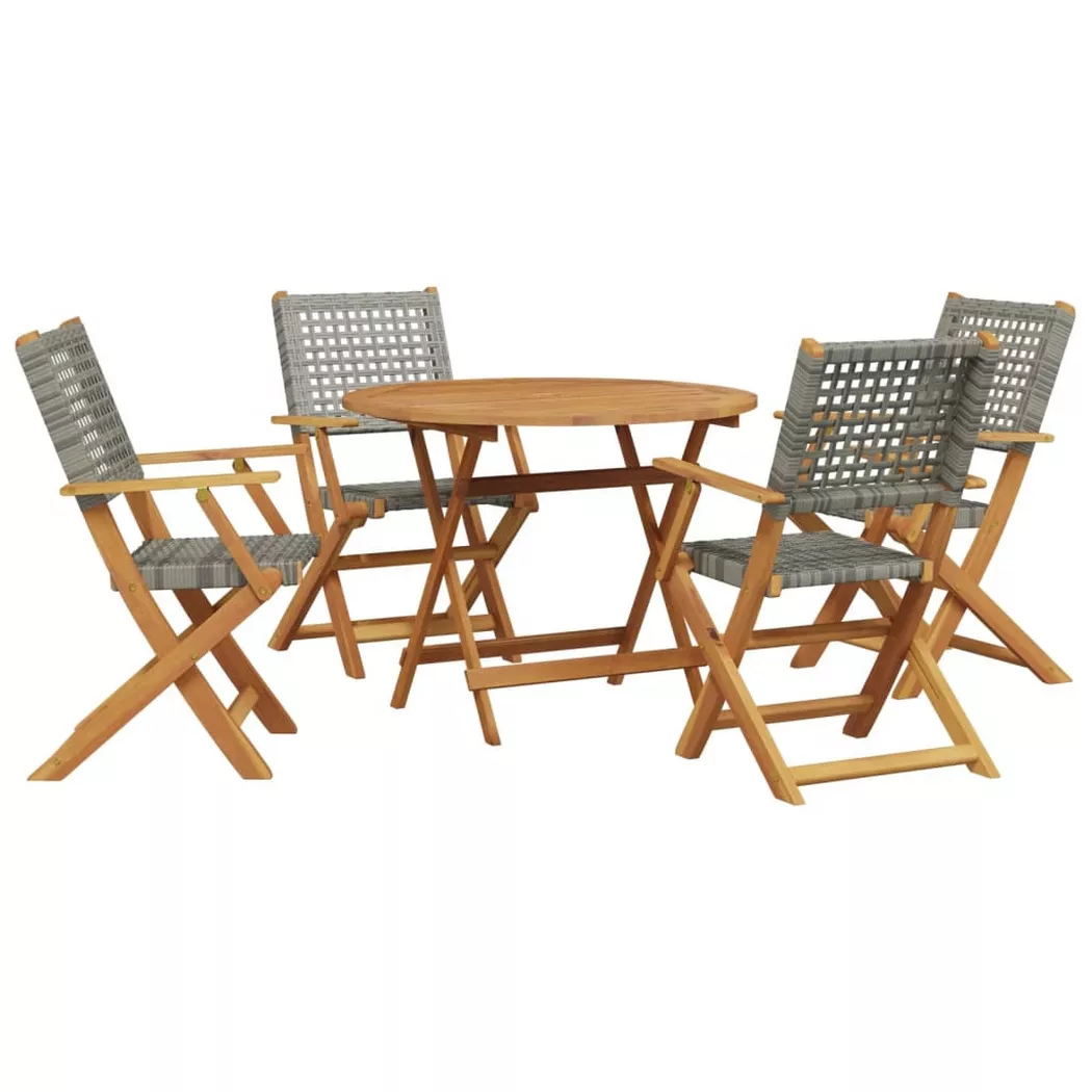 Vidaxl Set Pranzo Da Giardino 5pz Grigio Polyrattan E Legno