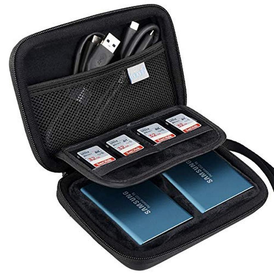 Only-bags.store  Étui de disque dur externe pour Samsung T5 T3 SSD portable 250 Go 500 Go 1 To 2 To USB 3.1 EVA Étui de voyage résistant aux chocs Étui de transport étanche Housse de protection portable 