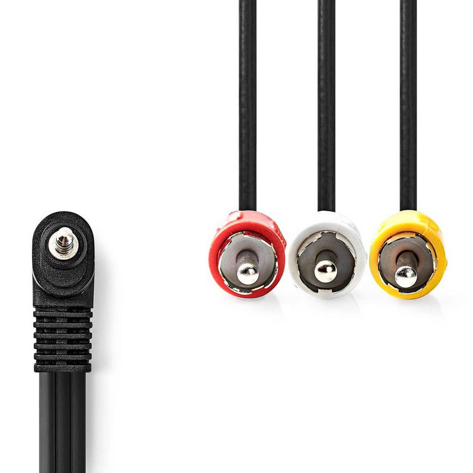 Nedis  Câble audio vidéo | 3.5 mm Hane | 3x RCA Hane | Nickelplaterad | 2.00 m | Rond | PVC | Svart 