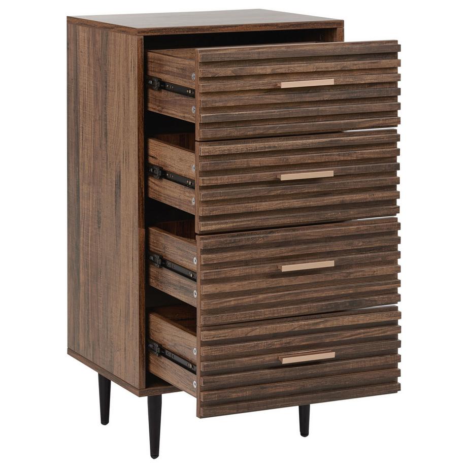 Beliani Cassettiera 4 cassetti en Fibra a media densità (MDF) Rustico KEITH  